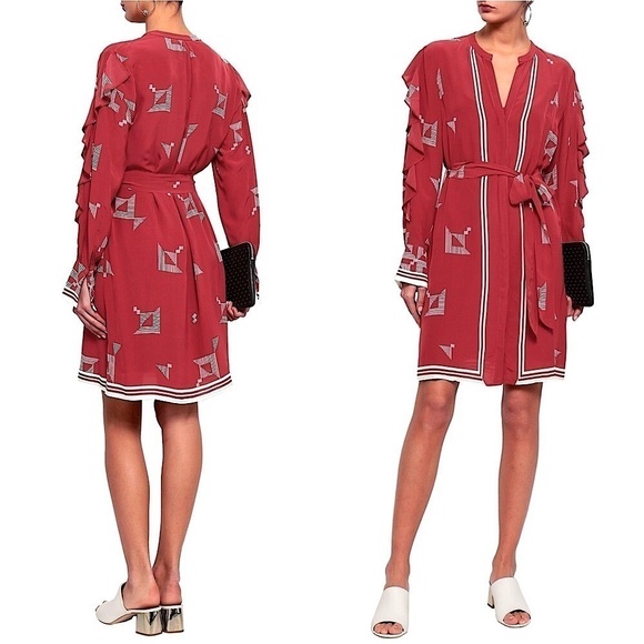 Joie Licia Ruffle Trimmed Printed Mini Dress - Picture 2 of 14